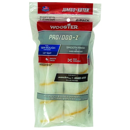 Wooster 6-1/2 Mini Paint Roller Cover, 1/2 Nap, Woven Fabric, PK2 RR303-6 1/2